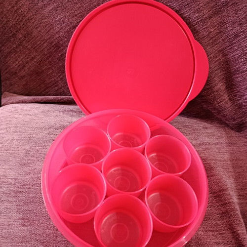 Tupperware bowl set with lid and 7 small bowls