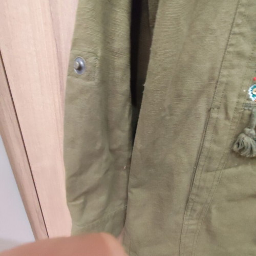 Stradivarius shacket boho embroidered, size S, khaki