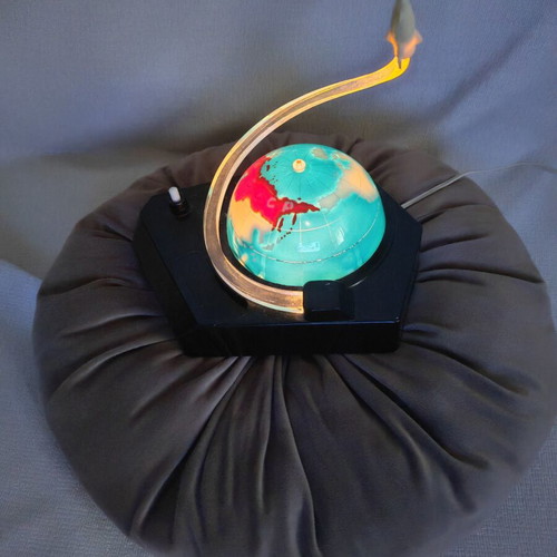 Vintage Soviet Space Age Globe Lamp with Rocket, 1970s