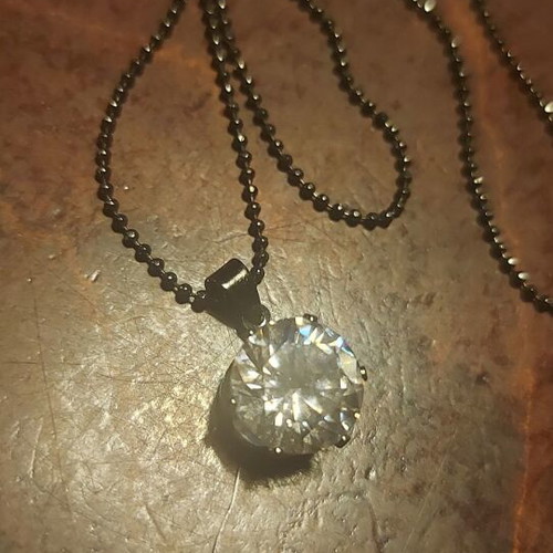 Steel pendant with long chain 60 cm, new, silver-gray