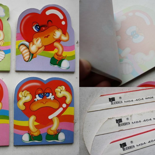 Funny Heart notepads 4 pieces new, Dasen Taiwan 1990