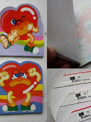 Funny Heart notepads 4 pieces new, Dasen Taiwan 1990