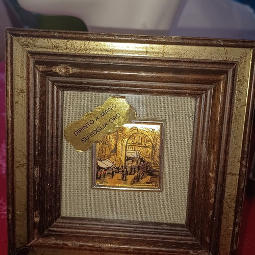 Handmade painting on gold leaf with certificate like new
