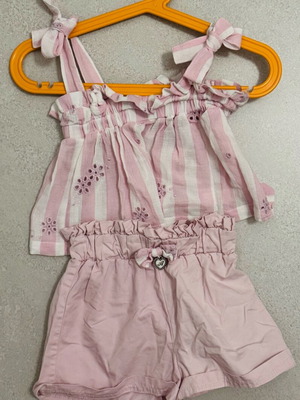 Allouette baby set new, size 18 months, pink shorts and striped top