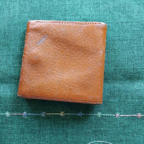 Men's wallet used, natural leather with traditional Bulgarian ornament