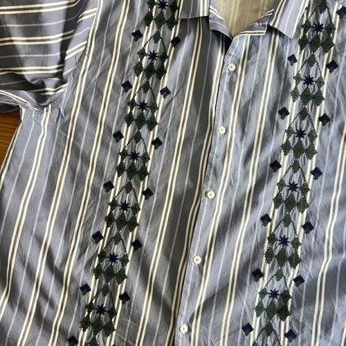 Striped shirt with embroidery XXL like new, turquoise