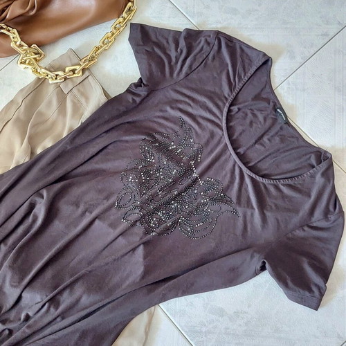 Gerry Weber brown short-sleeve tunic L/XL with rhinestone design