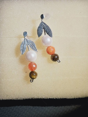 Silver 925 handmade earrings with semi-precious stones and pearl new