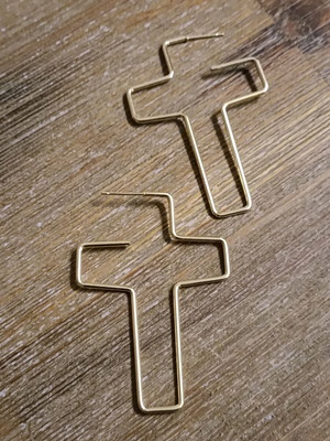 Women's lightweight stainless steel cross earrings new