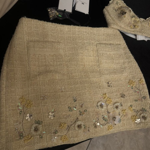 Elisabetta Franchi set skirt and top new, beige