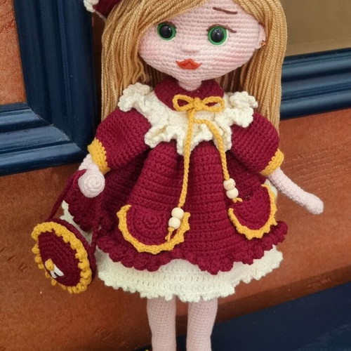 Knitted doll new, 38 cm tall