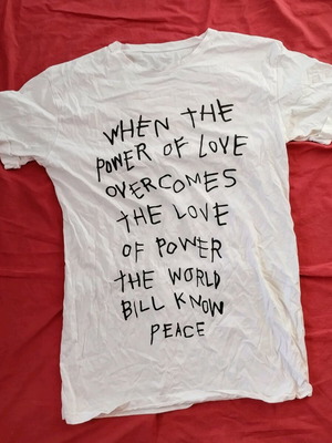 Women's long cotton T shirt used, white, size L