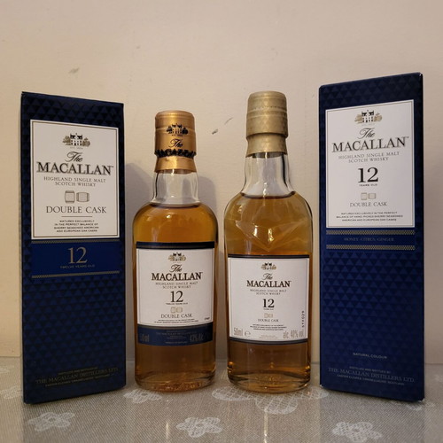 Macallan 12yo Double Cask whisky miniatures, 2 different, new