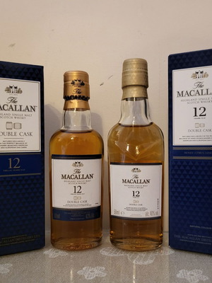Macallan 12yo Double Cask whisky miniatures, 2 different, new