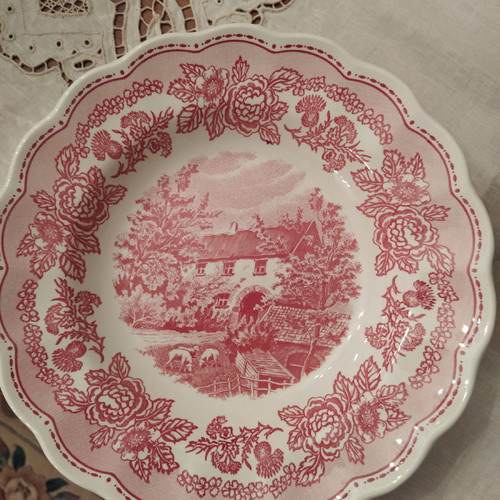 Collectible porcelain plates used, pack of 6, Swiss Landscape