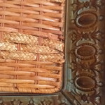 Decorative tray used, metal with wicker 30×50×5 cm