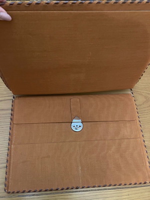 Leather office set used, tan color 39x29cm with pockets