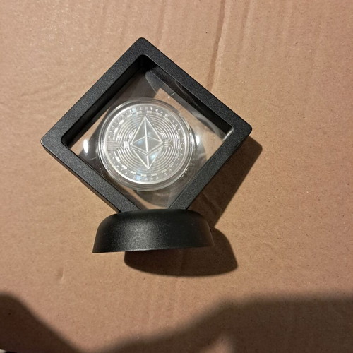 Ethereum collectible coin silver new in black case 9cm height