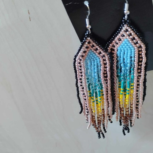 Handmade beaded tassel earrings with colorful beads new