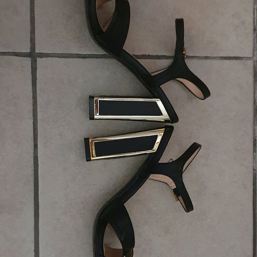 Diamantique sandals like new, black with gold detail, 10 cm heel size 38