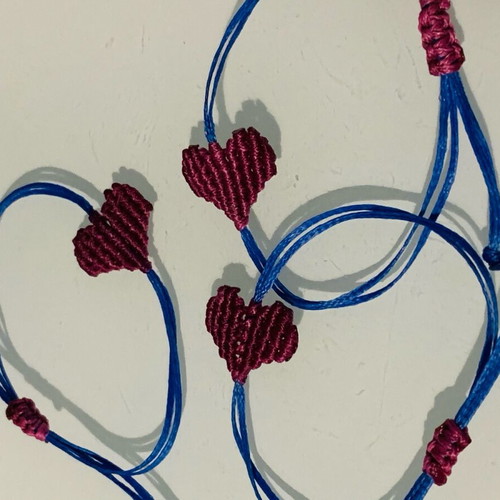 Macrame heart handmade bracelet multicolor new