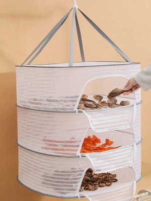 Multilayer drying rack with 3 baskets and insect net