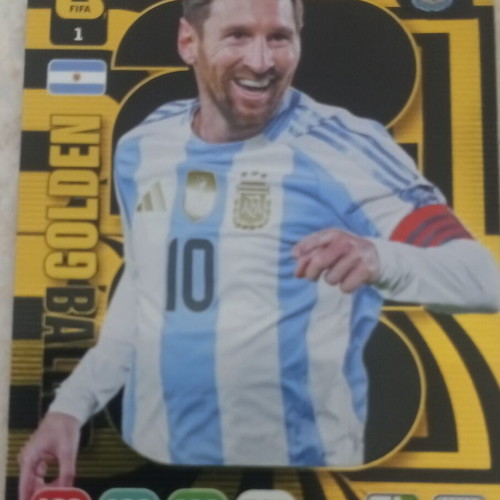 FIFA World Cup 2026 Adrenalyn XL gameboard with Messi Golden Baller card