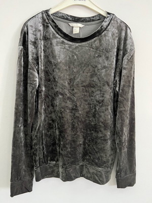H&M Βελουτέ Μπλούζα μεταχειρισμένη, μέγεθος Small, γκρι