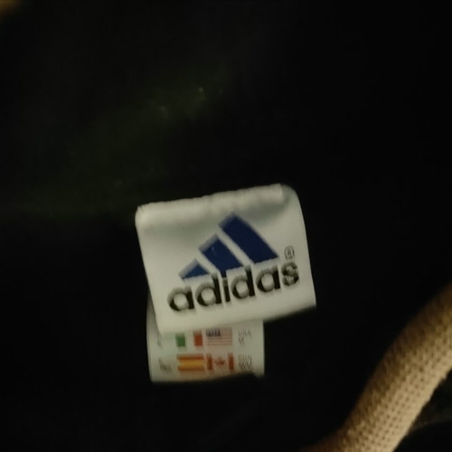 Adidas fleece oversized used with zipper discoloration, size L, black and white