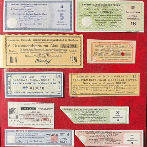 Collectible Bond and Dividend Coupons Set of 10, like new