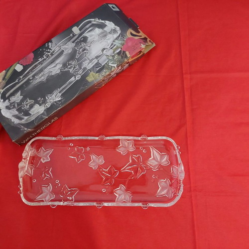 Rectangular crystal cake platter new 39x16 cm
