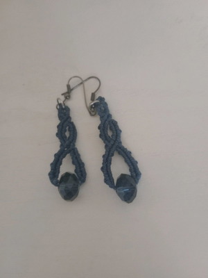 Handmade macrame earrings blue