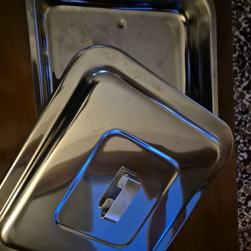 Rectangular baking tray with lid 37x32cm stainless steel AISI 430 new
