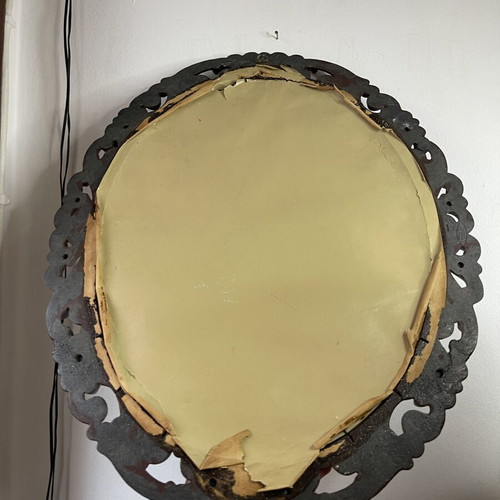 Vintage oval wall mirror with embossed frame