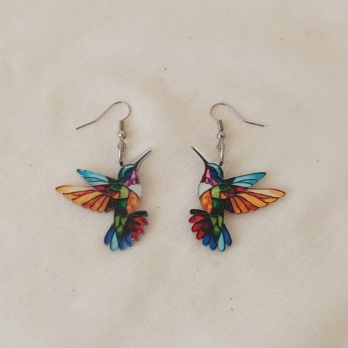 Hummingbird Earrings new, colorful plexiglass