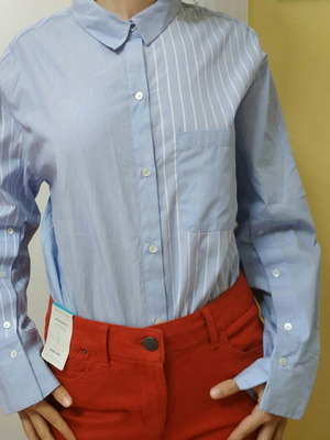 Mango blue striped shirt new, asymmetric design