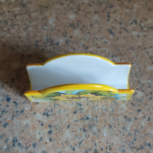 Deruta Italy Maiolica Butter Dish with Lid and Napkin Holder