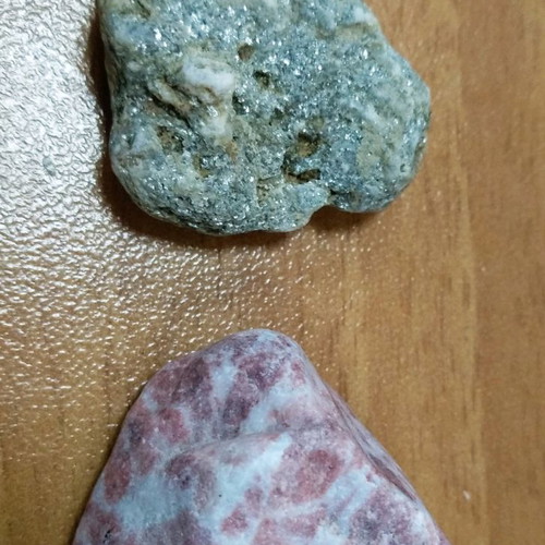 Two small minerals pyrite and red marble new