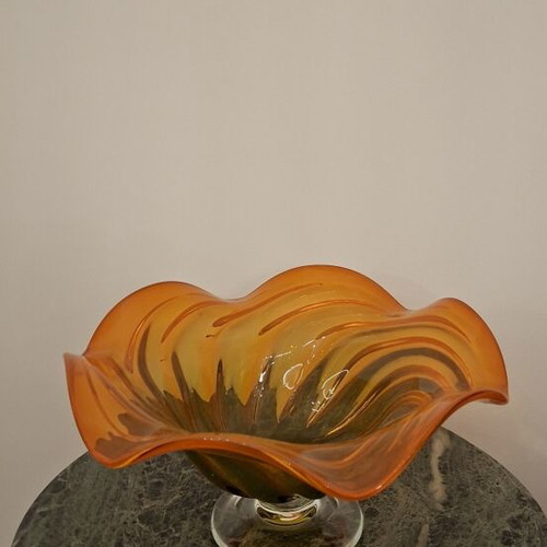 Murano bowl orange with transparent base like new decorative