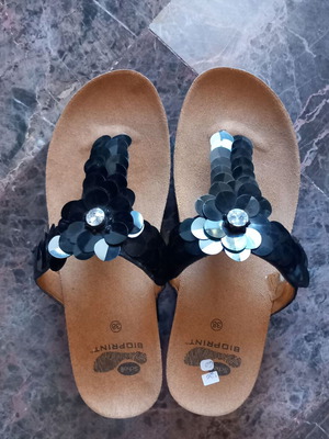 Scholl Bioprint Women's Anatomical Sandals Size 38 New Black