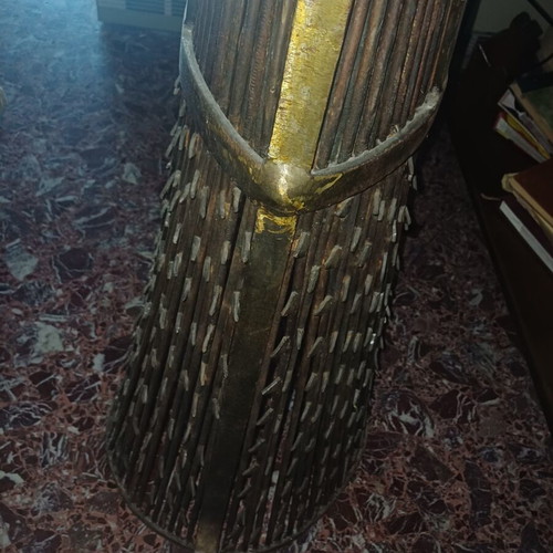 Brutalist metal floor sculpture "PEPPAS", 112cm, 30kg