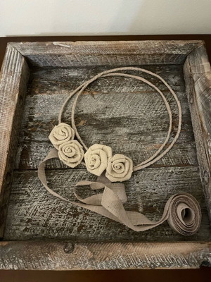 Handmade wedding crowns new from burlap with 4 extra flowers