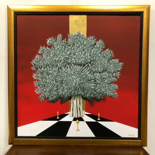 Andreas Galiotos oil painting on canvas 115x115cm like new