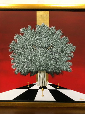 Andreas Galiotos oil painting on canvas 115x115cm like new