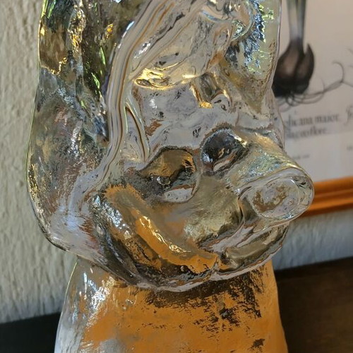Crystal Madonna with Infant, like a carved ice piece, like new