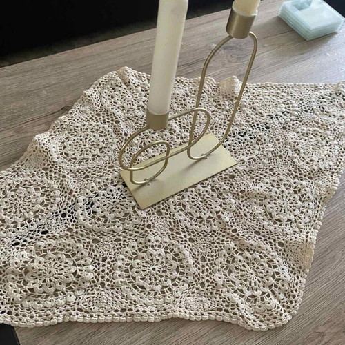 Handmade crochet table runner rhombus pattern