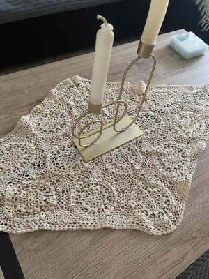 Handmade crochet table runner rhombus pattern
