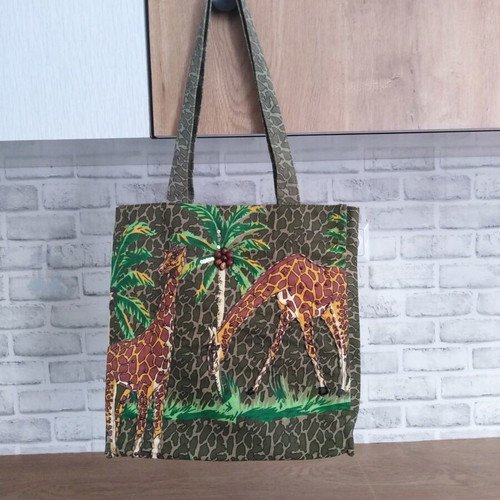 Tote bag shoulder fabric with giraffe print new