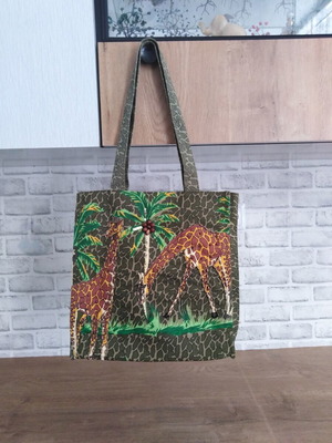 Tote bag shoulder fabric with giraffe print new