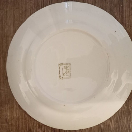 Vintage Keramikos decorative plate used with romantic period scene